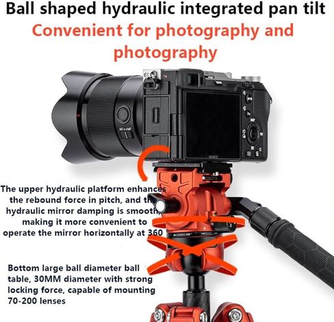 X-AIRFLY Carbon Fiber Tripod: Effortless Photography & Video Capture - Lightweight, Stable, and Expandable to 164cm - Innovative Hydraulic Pan Tilt for Most Terrain #Orange in Kuwait