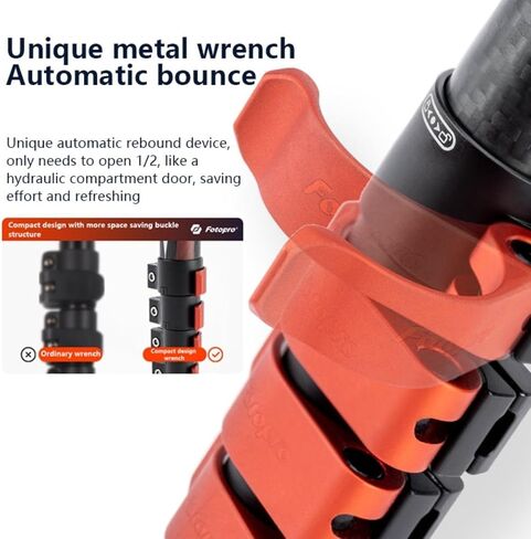 X-AIRFLY Carbon Fiber Tripod: Effortless Photography & Video Capture - Lightweight, Stable, and Expandable to 164cm - Innovative Hydraulic Pan Tilt for Most Terrain #Orange in Kuwait
