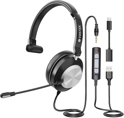 Voistek USB Headset with Microphone for PC & Laptop, On-Ear Computer Headset with Microphone Noise Canceling, Mute & Volume Controls for Zoom, Teams, Online Meetings, Remote Work, Home Office in Saudi Arabia