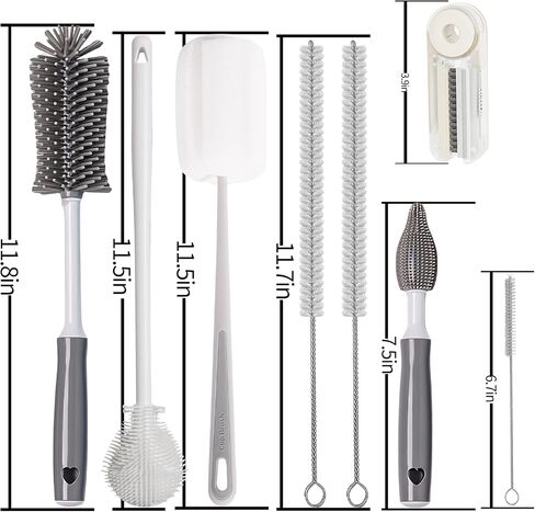 Bottle Cleaner Brush Set - 8 Pack Bottle Brushes for Cleaning | Gray for Owala, Tumbler, Sports Water Bottle, Wine Glass in Saudi Arabia