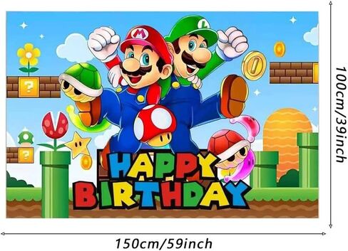 Mario Birthday Party Decorations,Happy Birthday Banner Backdrop for Birthday Party Supplies in Saudi Arabia