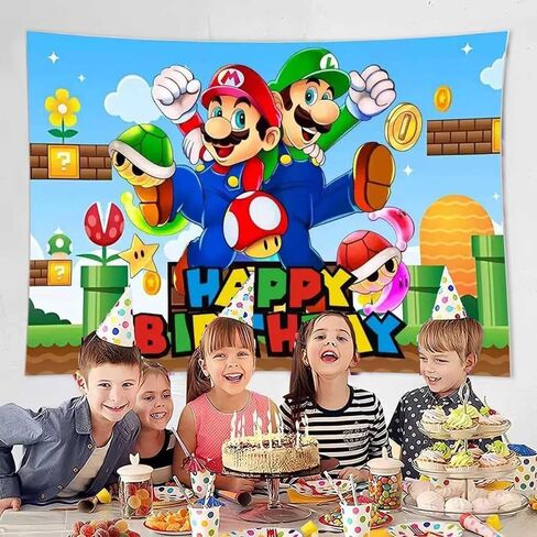Mario Birthday Party Decorations,Happy Birthday Banner Backdrop for Birthday Party Supplies in Saudi Arabia