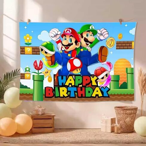 Mario Birthday Party Decorations,Happy Birthday Banner Backdrop for Birthday Party Supplies in Saudi Arabia
