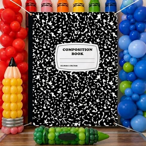 6.6 x 4.4ft Back to School Backdrop | First day of School Decorations For Classroom, Notebook Paper Classroom Decor Graduation Banner Office Bulletin Board in Kuwait