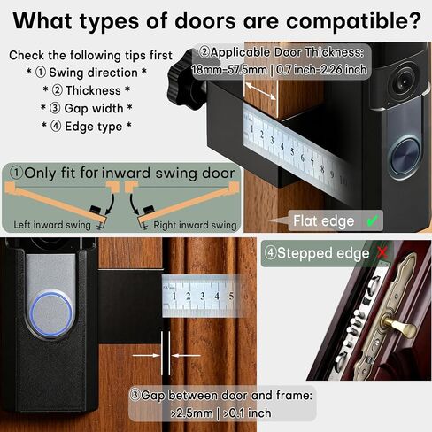Anti-Theft Ring Clamp Mount for 2026 Ring Battery Doorbell/Pro/Plus 2nd Gen | New Model Special Use Encased No-Drill No-Adhesive Adjustable Video Doorbell Holder in Saudi Arabia