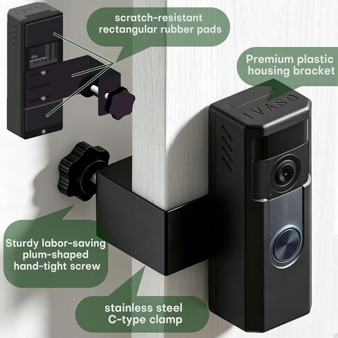 Anti-Theft Ring Clamp Mount for 2026 Ring Battery Doorbell/Pro/Plus 2nd Gen | New Model Special Use Encased No-Drill No-Adhesive Adjustable Video Doorbell Holder in Saudi Arabia