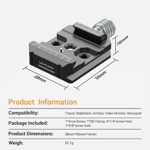 Aluminium Arca Swiss Type Clamp with 3/8" & 1/4" Screw,Quick Release Plate Arca QR Clamp for DJI Ronin S/SC in Kuwait