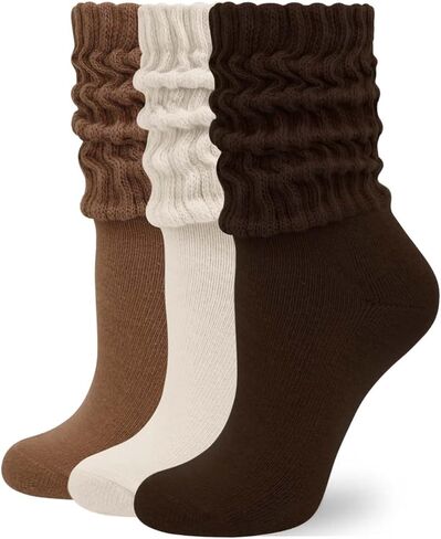 Rehelu Womens Scrunch Crew Socks Cushioned Cotton Retro Slouchy Boot Socks in Kuwait