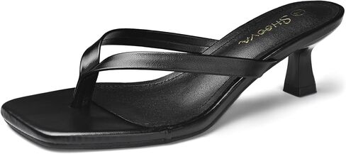 Kitten Heels for Women, Black Square Toe Sandals, Dressy Thong Flip Flops Low Heels Sandals 2 Inch, Comfortable Party Daily in Kuwait