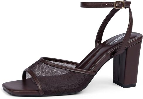 Easyfox Open Toe Chunky Heel Sandals for Women Ankle Strap 3 Inch High Heels Dress Wedding Block Shoes in Saudi Arabia