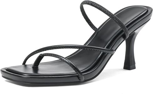 Strappy Kitten Heel Sandals Women Square Toe Flip Flop Heels | Open Toe Sandals , 3 Inch Thong Heel-5 Colors, Summer Fashion Beach Vacation Casual Dress Shoes, Wedding,Party in Kuwait