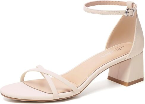 Mostrin Chunky Heels for Women Round Open Toe Strappy Heeled Sandals Ankle Strap Dressy Block Low Heels for Party Wedding Prom Daily in Saudi Arabia