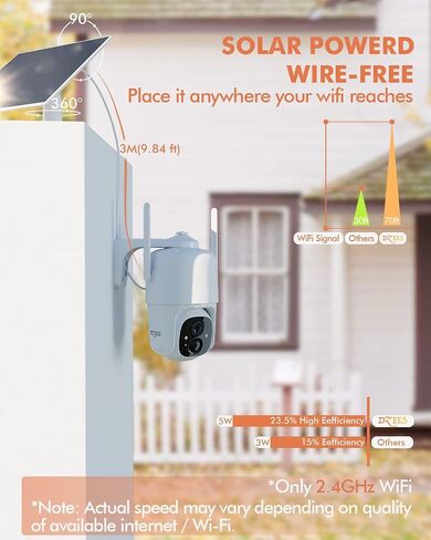 Dzees Solar Outdoor Cameras Wireless, 2K Battery Powered Security Camera, 360° PTZ Camera with Spotlight, Siren, Color Night Vision, AI Dectection, IP66 for Home Security, 2.4GHz 3 Pack in Saudi Arabia