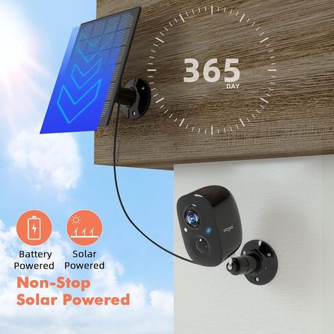 Dzees Solar Outdoor Cameras Wireless, 2K Battery Powered Security Camera, 360° PTZ Camera with Spotlight, Siren, Color Night Vision, AI Dectection, IP66 for Home Security, 2.4GHz 3 Pack in Saudi Arabia