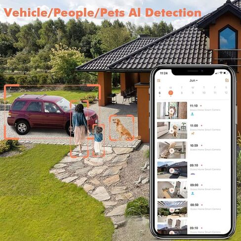 Dzees Solar Outdoor Cameras Wireless, 2K Battery Powered Security Camera, 360° PTZ Camera with Spotlight, Siren, Color Night Vision, AI Dectection, IP66 for Home Security, 2.4GHz 3 Pack in Saudi Arabia