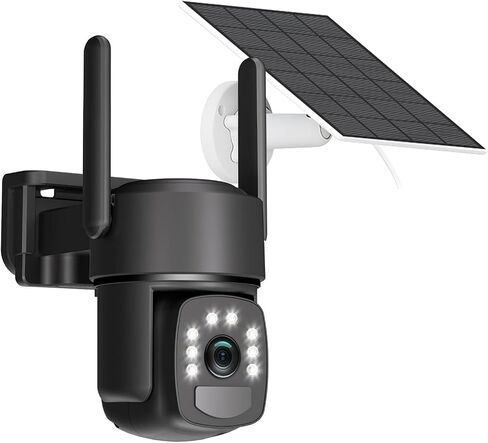 Solar Security Cameras Wireless Outdoor, Solar-Powered, No Subscription,Home Security Cameras with 4MP Color Night Vision, Auto Tracking, Pan & Tilt, Spotlight & Siren, 2.4 & 5G WiFi in Kuwait
