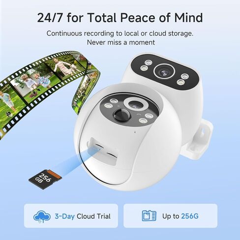 Noorio 2K Dual-Lens Outdoor Security Camera, 360° PTZ | Plug-In Camera, 2.4GHz WiFi, IP65 Waterproof With Siren Alarm, Auto Tracking, Color Night Vision, 24/7 Recording in Saudi Arabia