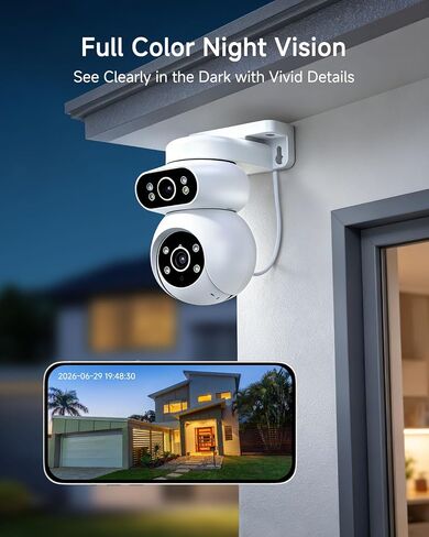Noorio 2K Dual-Lens Outdoor Security Camera, 360° PTZ | Plug-In Camera, 2.4GHz WiFi, IP65 Waterproof With Siren Alarm, Auto Tracking, Color Night Vision, 24/7 Recording in Saudi Arabia