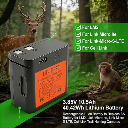 LIT-10-PRO Battery Compatible with Hunting Camera SPYPOINT Cellular Trail Cameras Link-Micro, LM2, Cell-Link, Link-Micro-S-LTE 10500MAH in Saudi Arabia