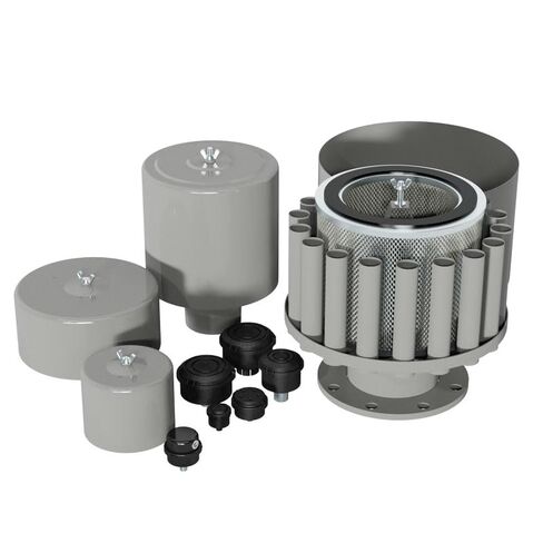Solberg FS-19P-125™ Inlet Compressor Air Filter Silencer, 1-1/4" MPT Outlet, 6-5/8" Height, 6" Diameter, 70 SCFM, Made in the USA in Saudi Arabia