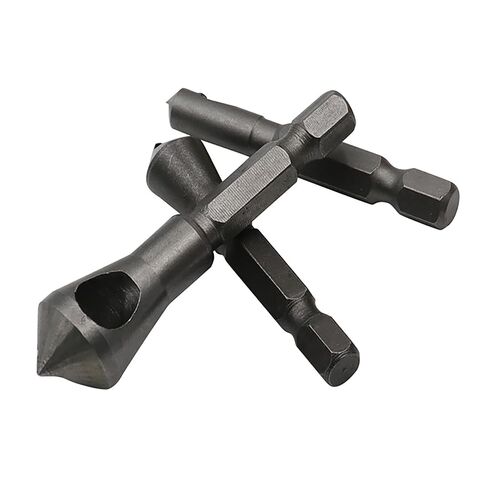 Chamfer Bit Set, 3-Piece 1/4" Hex Shank Countersink Deburring Tool, Chamfering & Deburring Drill Bit for Metal, Wood, Plastic & PVC Board, Professional Woodworking & Metalworking Tool in Saudi Arabia