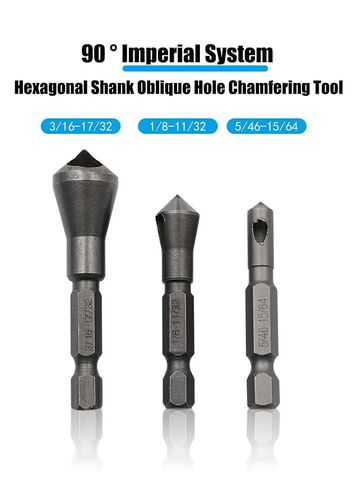 Chamfer Bit Set, 3-Piece 1/4" Hex Shank Countersink Deburring Tool, Chamfering & Deburring Drill Bit for Metal, Wood, Plastic & PVC Board, Professional Woodworking & Metalworking Tool in Saudi Arabia