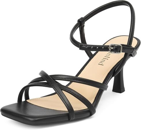 AIUNIIND Kitten Heels for Women, Strappy Square Open Toe Sandals 2.5 inch | Women's Low Heel Sandal,Adjustable Ankle Strap,Comfort Formal Shoes for Dress, Party, Prom in Saudi Arabia