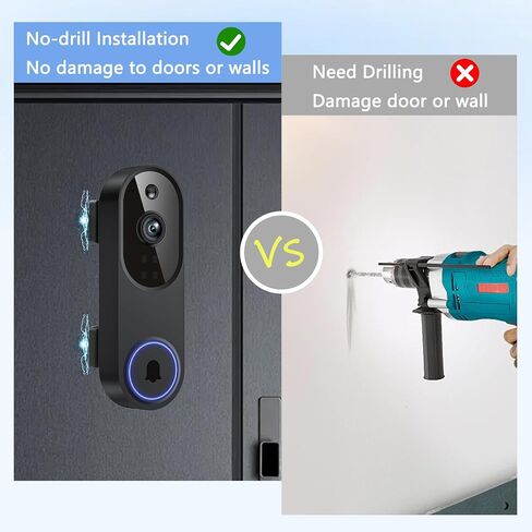 Magnetic Doorbell Mount Compatible with Orbitell/Ring/Tapo Doorbell | 2 Pack No-Drill Strong Magnetic Adsorption Holder, Easy to Install & Remove, Renter-Friendly for Apartment Office Home, Black in Saudi Arabia