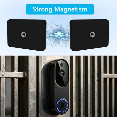 Magnetic Doorbell Mount Compatible with Orbitell/Ring/Tapo Doorbell | 2 Pack No-Drill Strong Magnetic Adsorption Holder, Easy to Install & Remove, Renter-Friendly for Apartment Office Home, Black in Saudi Arabia
