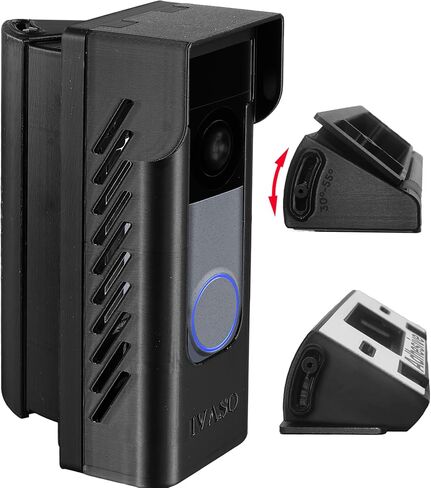 Anti-Theft Protective Mounting Bracket for Ring Wired Doorbell 2nd Gen 2K | Impact-reduce on Door or on Wall Doorbell Holder with Adhesive No-drill & Screw-in Optional anti-glare anti-splash in Saudi Arabia