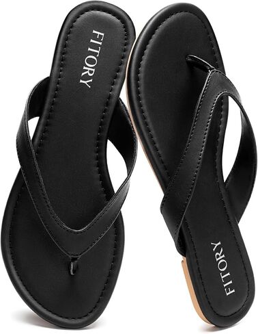 FITORY Womens Flip Flops,Comfort Thong Walking Slides,Summer Flat Sandals | Slip on Slippers,Cushioning Insole,Open Toe,Casual,Fashion,Summer,Indoor and Outdoor,Vegan Leather in Saudi Arabia