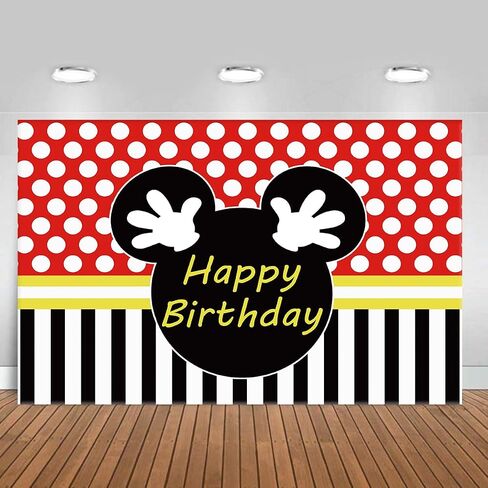 5x3FT Cartoon Mouse 1st Birthday Party Backdrop,Mouse Theme Birthday Photography Backdrop Decorations (ONE) in Saudi Arabia