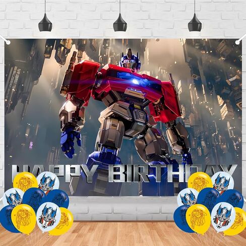 Cartoon Robot Happy Birthday Backdrop Robot Banner Poster for Cartoon Anime Theme Party Decorations Birthday Supplies Background Studio Shoot Photo Props Booth in Kuwait