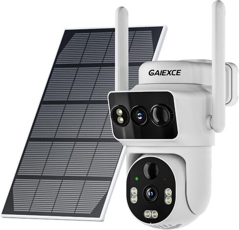 Solar Dual Lens Security Cameras Wireless Outdoor, Work with Home Dual Lens Security Camera System, 2.4G & 5G WiFi 4MP Colorful Night Vision PIR Two-Way Audio PT 360° in Kuwait