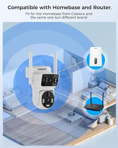 Solar Dual Lens Security Cameras Wireless Outdoor, Work with Home Dual Lens Security Camera System, 2.4G & 5G WiFi 4MP Colorful Night Vision PIR Two-Way Audio PT 360° in Kuwait