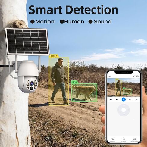 JOOAN 2K Solar 4G LTE Security Camera for Remote Areas, No WiFi, No Power | Built-in SIM Card, Protect Farms, Ranch, Construction Sites & Cabins Anywhere, 360° PTZ, 2-Way Audio, Human Detection in Kuwait