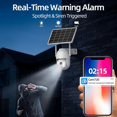 JOOAN 2K Solar 4G LTE Security Camera for Remote Areas, No WiFi, No Power | Built-in SIM Card, Protect Farms, Ranch, Construction Sites & Cabins Anywhere, 360° PTZ, 2-Way Audio, Human Detection in Kuwait