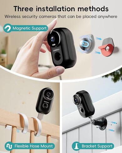ZUMIMALL Solar Security Cameras Wireless Outdoor, 2K Camera for Home Security with 3MP Color Night Vision, 2.4GHz WiFi, 2-Way Talk, Spotlight & Siren, IP66 Weatherproof, Compatible with Alexa in Saudi Arabia