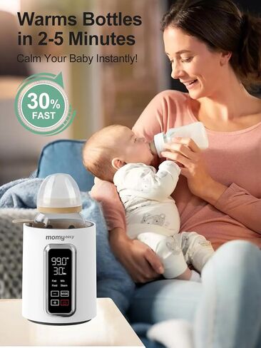 MOMYEASY Fast 2-Minute Baby Bottle Warmer for Breastmilk & Formula | 8-in-1 Functions, Fast & Even Heating, Easy Operation, Newborn Essentials, Time Temp Control, Compatible with Baby Bottles in Saudi Arabia