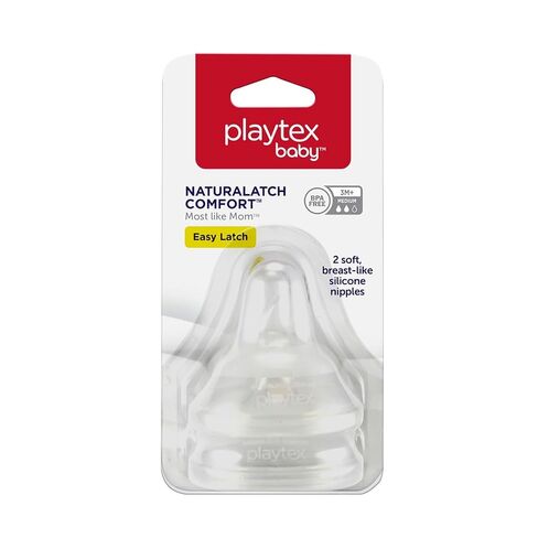 Playtex Baby NATURALATCH Comfort Wide Neck Nipples for Babies 0+ Months, Slow Flow (2 Count), Feeding Essentials for Newborn and Breastfeeding Babies in Saudi Arabia