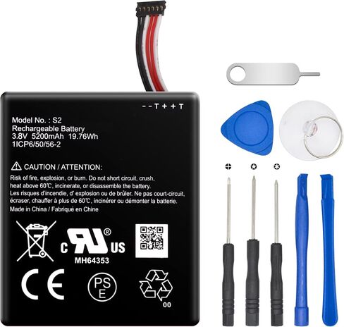 S2 (6-Pin) Battery for Ring Video Doorbell 2nd Generation 5UM5E5 | 1ICP6/50/56-2 (6 Cable Plug Version Only), 3.8V 5200mAh, Include a replacement toolkit in Saudi Arabia