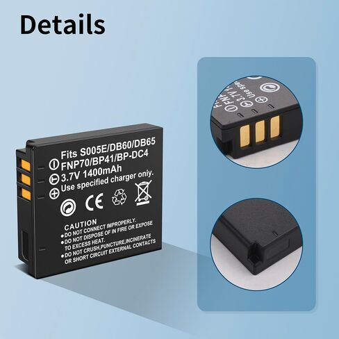 2-Pack BP-DC4 Battery, Slim Fast Charger for Leica BP-DC4, BP-DC4-U C-LUX1 | for Leica D-LUX2, D-LUX3, and D-LUX4 Upgrade Enduro Camera Battery 3.7V 1500MAH in Kuwait
