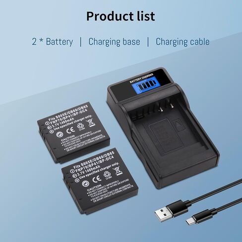 2-Pack BP-DC4 Battery, Slim Fast Charger for Leica BP-DC4, BP-DC4-U C-LUX1 | for Leica D-LUX2, D-LUX3, and D-LUX4 Upgrade Enduro Camera Battery 3.7V 1500MAH in Kuwait