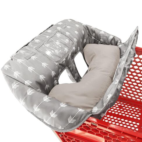 Soft Pillow Attached Waterproof 2-in-1 Baby Grocery Cart Seat Cover and High Chair Cover (Grey Arrow) in Saudi Arabia