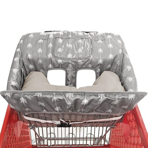Soft Pillow Attached Waterproof 2-in-1 Baby Grocery Cart Seat Cover and High Chair Cover (Grey Arrow) in Saudi Arabia