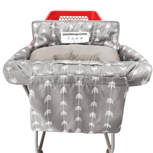 Soft Pillow Attached Waterproof 2-in-1 Baby Grocery Cart Seat Cover and High Chair Cover (Grey Arrow) in Saudi Arabia