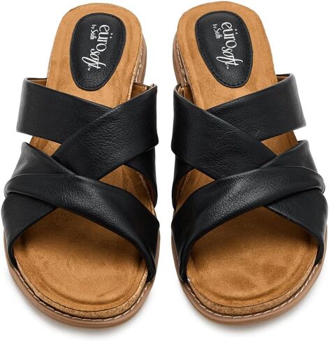 EuroSoft Women's Eirene Slide Sandal, Black, 8.5 in Saudi Arabia