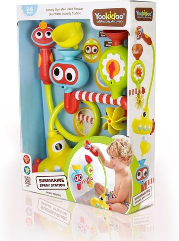 Yookidoo Submarine Spray Station Kids Bath Toy (Ages 2+) Mold-Free, Wall-Mounted, Battery-Operated Shower Head & Spin N Sprinkle Set for Fun Baby Bathtime Play with Magical Water Effects in Saudi Arabia