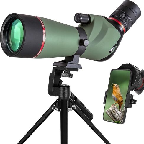Gosky Spotting Scope 20-60x80 with Tripod & Phone Adapter for Bird Watching | BAK4 Prism Spotter Scope for Bird Watching Target Shooting Hunting Wildlife Scenery Moon Watching Hiking in Kuwait