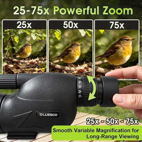 25-75x60 Spotting Scope for Bird Watching, Lightweight Telescope with Tripod & Phone Adapter, Powerful Zoom Scope for Wildlife Viewing, Nature Observation and Outdoor Adventures in Saudi Arabia